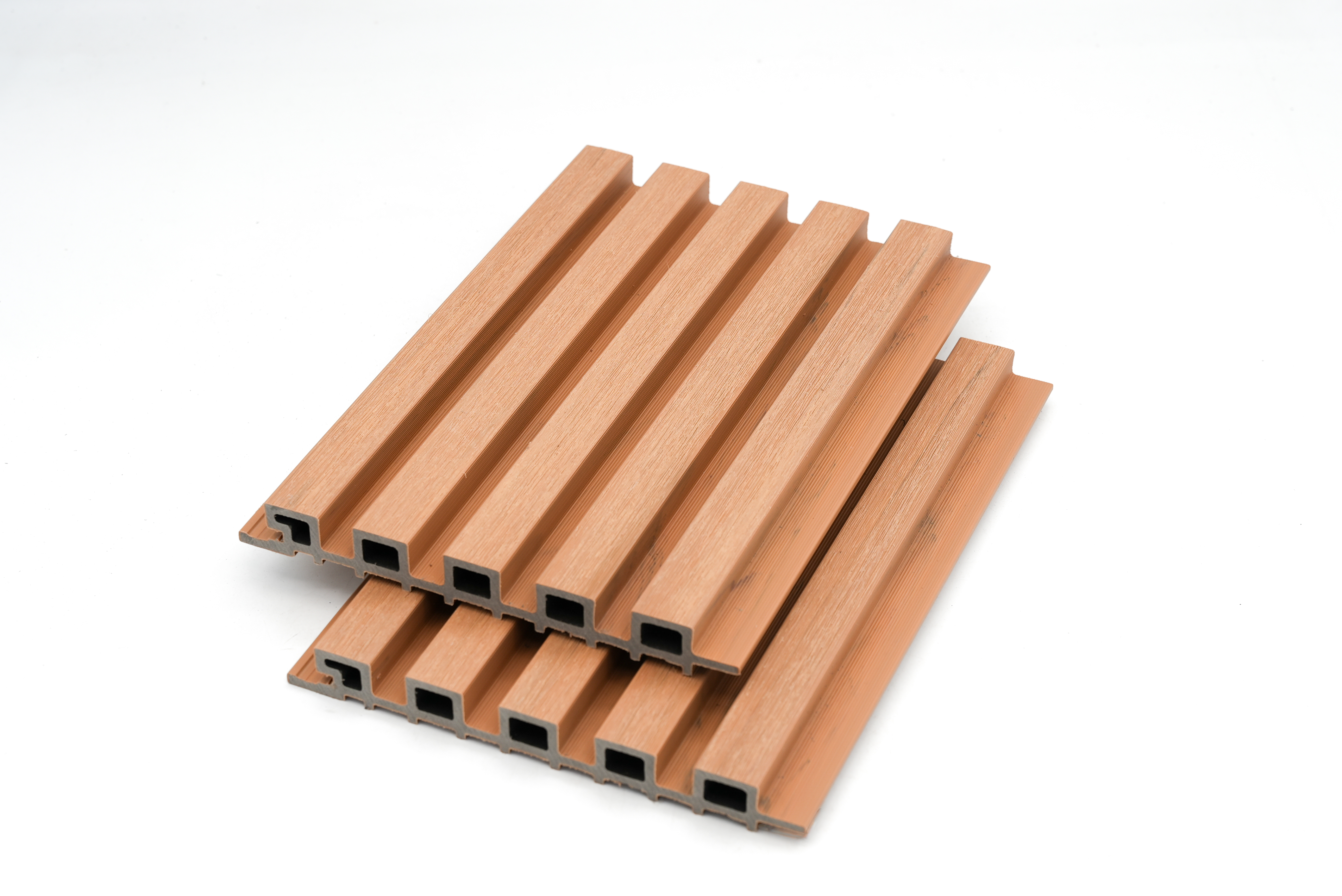 218*25.5mm wpc tampado co-extrusão composto material de construção painel de parede oca revestimento de parede para villa casa com 5 furos 